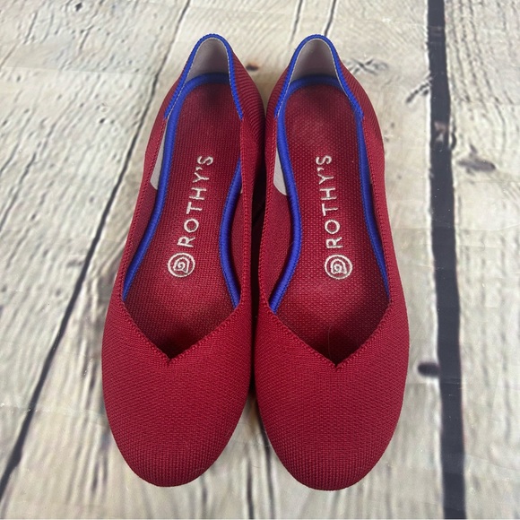 Rothy’s scooter red flats round toe authentic great condition shoe - Picture 1 of 8
